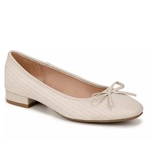 LifeStride Cheers Woven Wide Ivory Bow Flats Mini Heels‎ 8.5 WIIDE New with Box